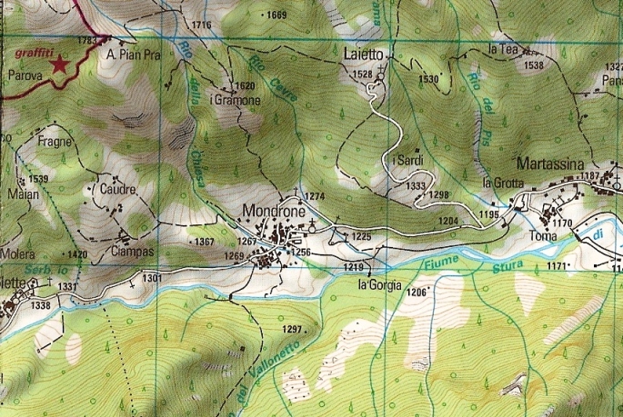 Estratto carta transfrontaliera Mont-Cenis Ciamarella